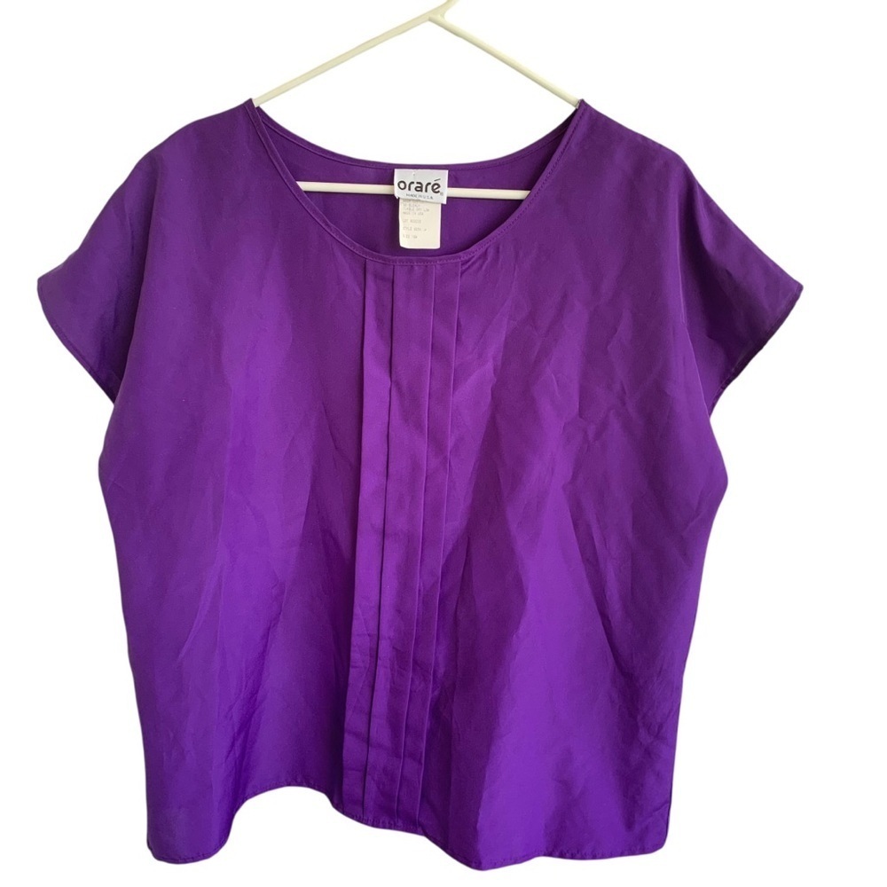 Vintage 80s Womenโs Blouse Top Dark Purple Made in USA Size 18W Orare